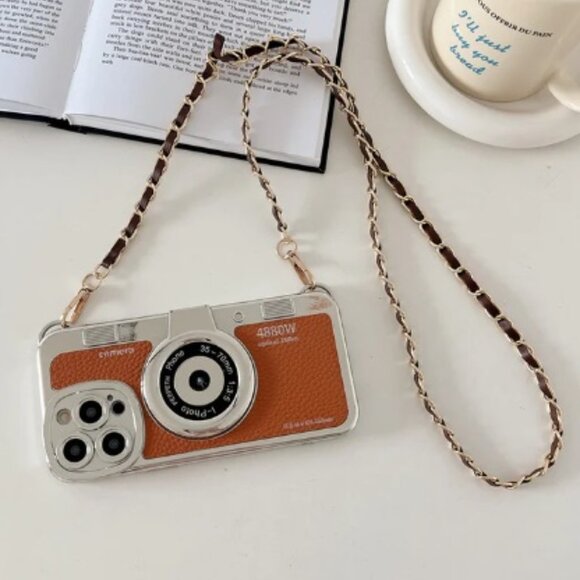 Chic Retro Camera Case for iPhone Emily in Paris Inspired, with Lanyard Leather - Picture 6 of 8